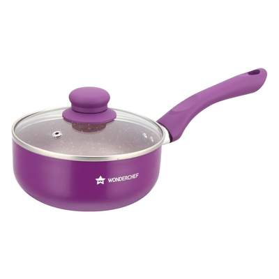 Wonderchef Royal Velvet Sauce Pan With Lid - 16CM,Purple