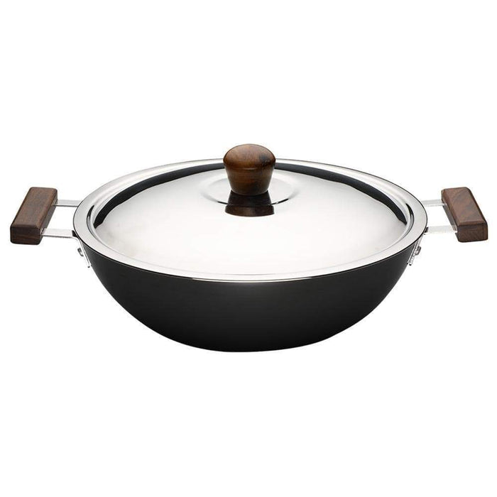 Wonderchef Ebony Hard Anodized Wok With Lid - 24CM