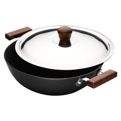 Wonderchef Ebony Hard Anodized Wok With Lid - 24CM