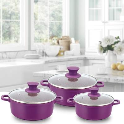 Wonderchef Granite Die-Cast Casserole 6 Pcs Set (Purple)-