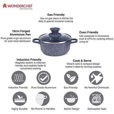 Wonderchef Granite Die-Cast Casserole Set 6Pc-