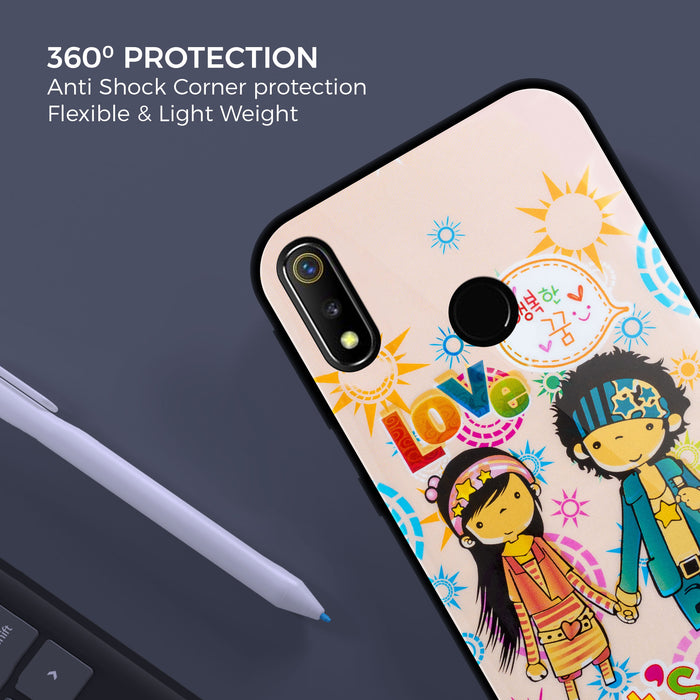 Designer Soft TPU Fancy Back Case Cover for Real Me3