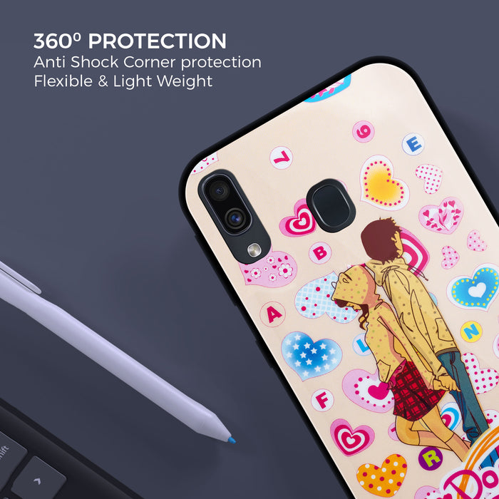 Designer Soft TPU Fancy Back Case Cover for Samsung A20