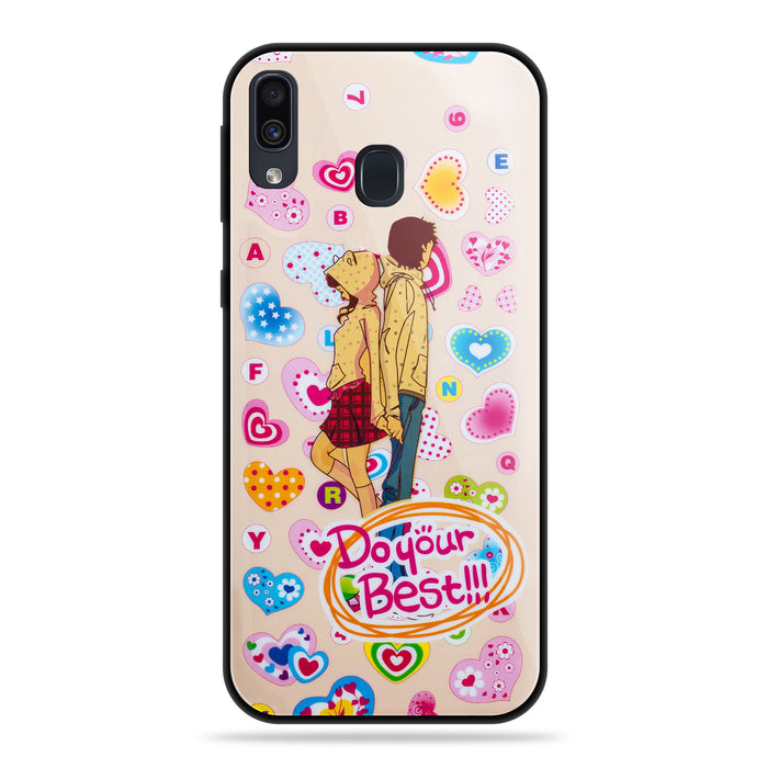 Designer Soft TPU Fancy Back Case Cover for Samsung A20