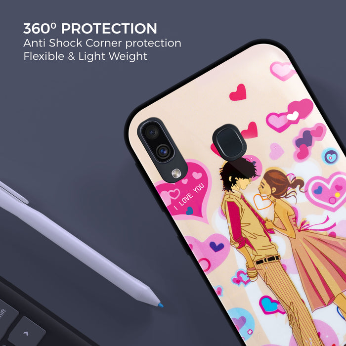 Designer Soft TPU Fancy Back Case Cover for Samsung A20