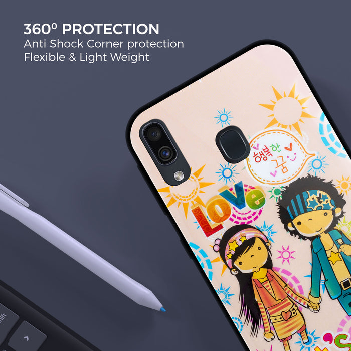 Designer Soft TPU Fancy Back Case Cover for Samsung A20