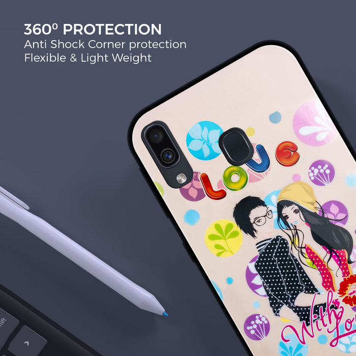 Designer Soft TPU Fancy Back Case Cover for Samsung A20