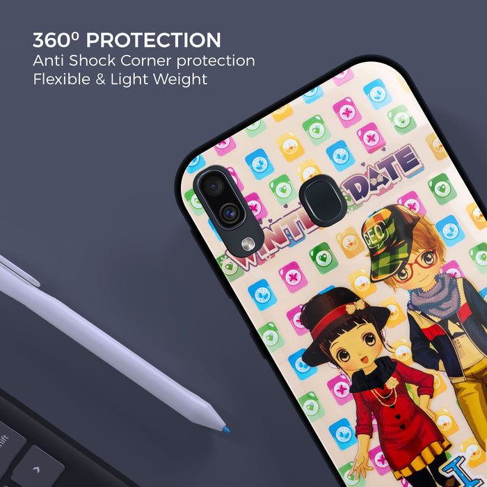 Designer Soft TPU Fancy Back Case Cover for Samsung A20