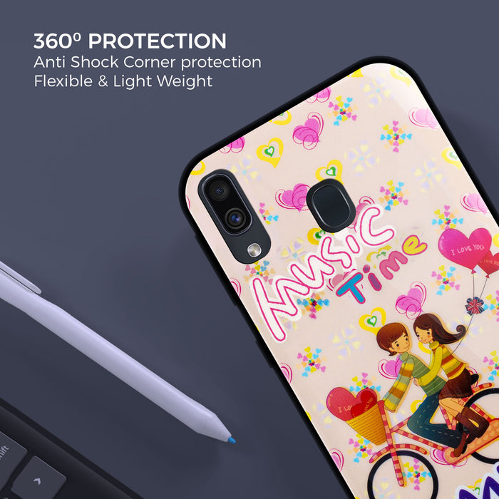 Designer Soft TPU Fancy Back Case Cover for Samsung A20