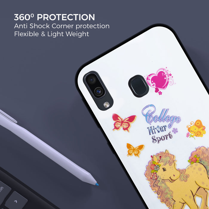 Designer Soft TPU Fancy Back Case Cover for Samsung A20