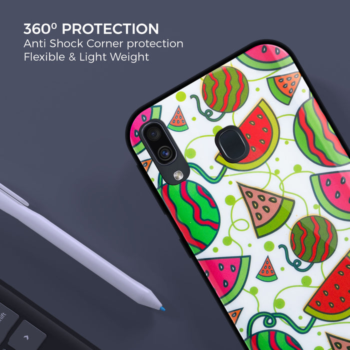 Designer Soft TPU Fancy Back Case Cover for Samsung A20